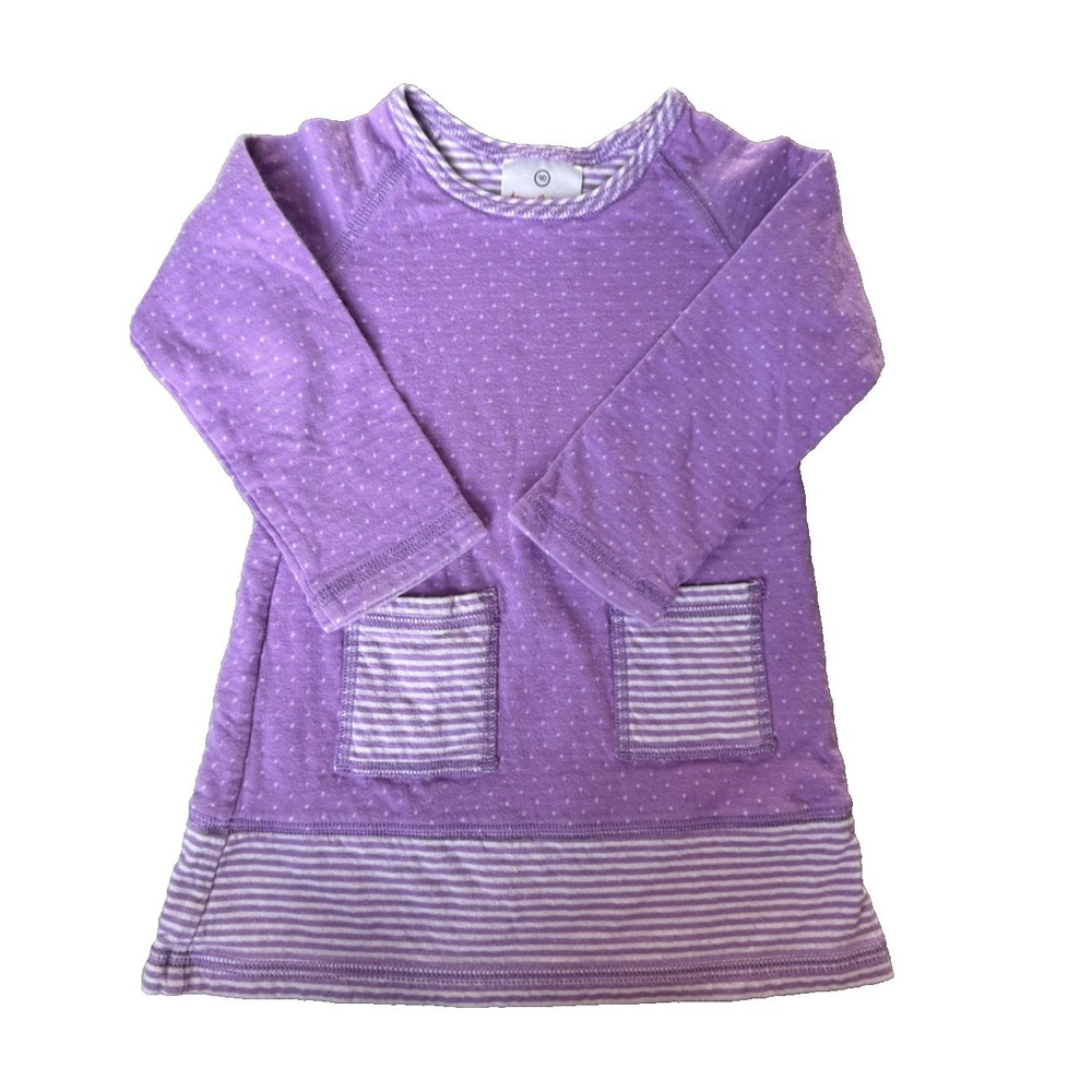 Hanna Andersson Girls Lavender Long Sleeve Pocket Dress Sz 90/3T Darling!